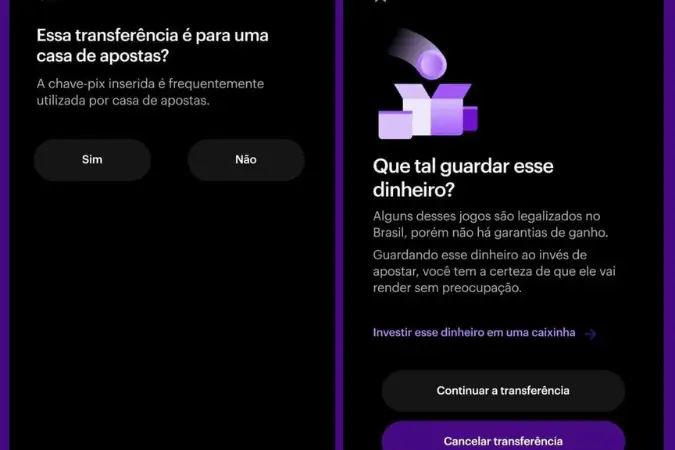 O alerta do Nubank sobre transferências Pix para casas de apostas é uma medida inovadora que reflete a preocupação da fintech com a educação financeira de seus clientes | Foto: Reprodução/Canva
