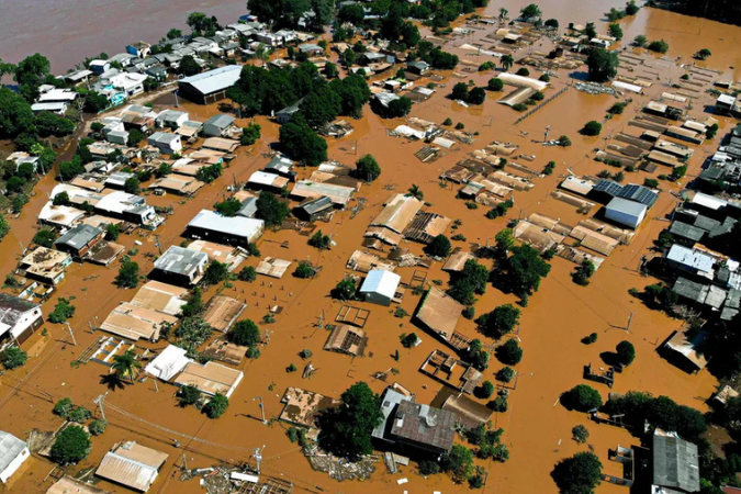 Imagem ilustrando os impactos dos desastres climáticos de 2024.